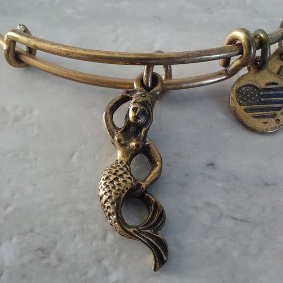 Alex and Ani Jewelry - ALEX AND ANI Bracelet Mermaid Charm Bangle Gold Rafaelian EUC